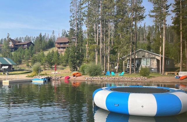 16 steps from lake porch to 70 ft of private beach, dock & shoreline.