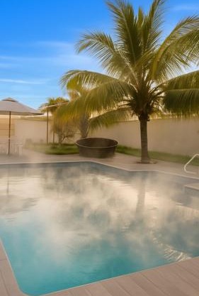 A Casa Paradisiaca l Piscina Super Hiper Quente até 55 Graus Aquecimento Solar e Elétrico