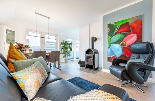Ahoi Schönheit - Ferienwohnung an der Nordsee, Infrarotsauna, Kamin