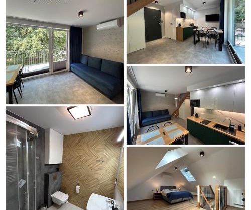 Apartamenty w sam las by KLIF Ustka - apartament dwupoziomy z klimatyzacją, balkonem i widokiem na las
