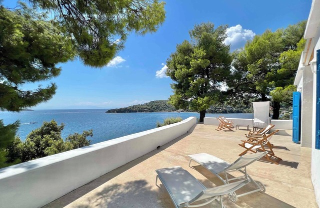 Beachfront Villa in Skiathos with Semi-Private Sandy Beach