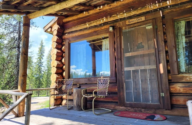 "Bears Den" rustic cabin hidden in the pines.