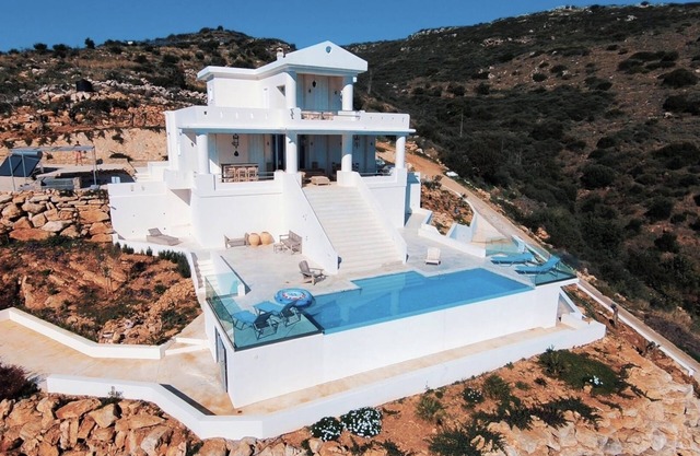 Big private eco villa on a mountain, infinity pool and amazing view over the sea