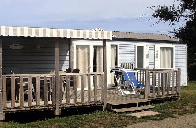 Campsite LE PANORAMIC * - MOBILE HOME SUPER FAMILY 2 36M2 with semi covered wood terrace 6 people