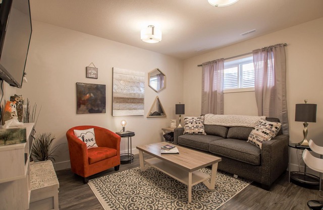 Cozy one bedroom suite with a pullout in the living room.