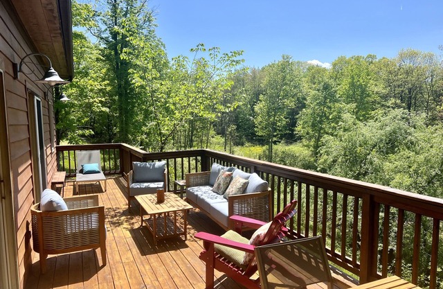 for the creative spirit, swimming dock on pond, horses to pet, Fire pit