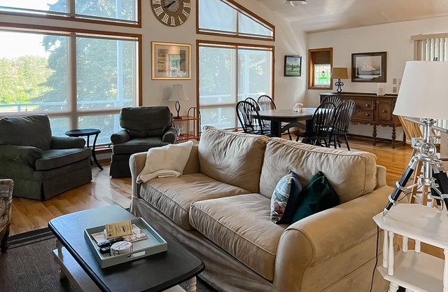 Gorgeous water view townhome with private hot tub, fireplace, firepit & big deck