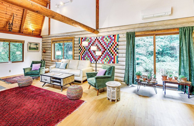 Lake Margaret Access: Boho Log Cabin w/Backyard