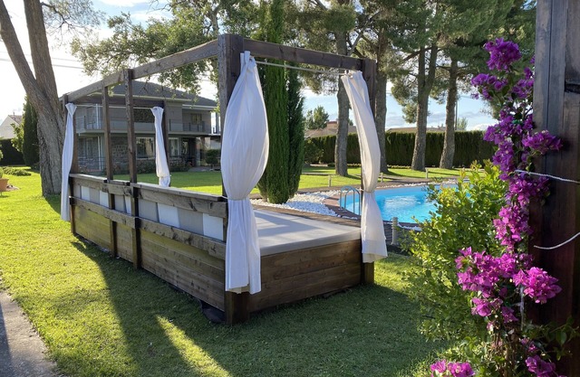 Luxury villa with detail decorated pool