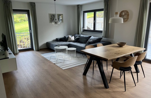 Modern apartment (75sqm) with balcony and terrace in idyllic surroundings