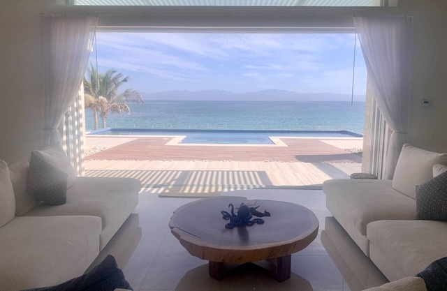 Modern beachfront house with pool