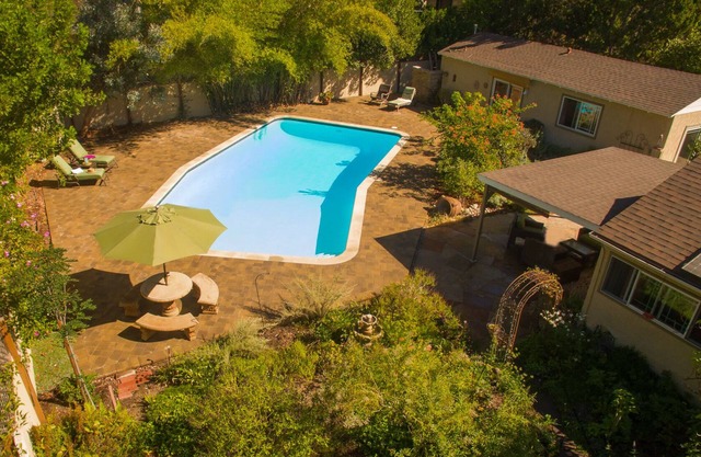 Private Garden Home with Large Saltwater Pool, Serene Office, Fireplace etc.