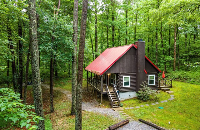 Red Roof Cabin in the woods