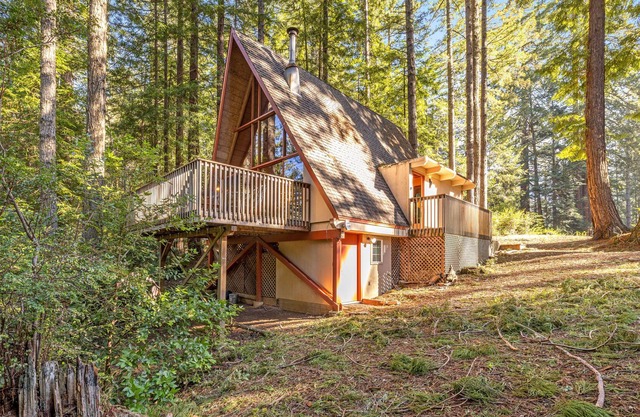 Rustic A-Frame House W/ Loft, Free WiFi, Balcony, Near the Beach - Dogs Okay!