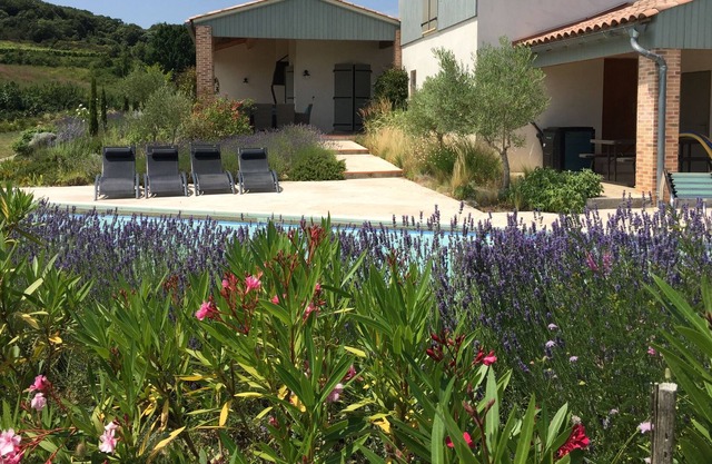 Rustic-chic house with large private heated pool and lovely views over a village