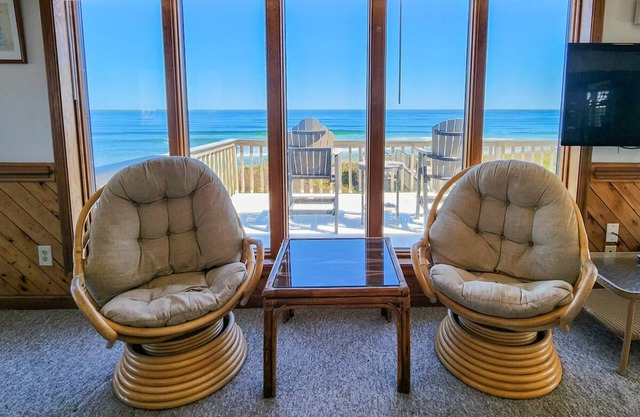 “Shangri-la” is a 4 bedroom, 3 ½ bath oceanfront OBX property in the quaint town of Duck.