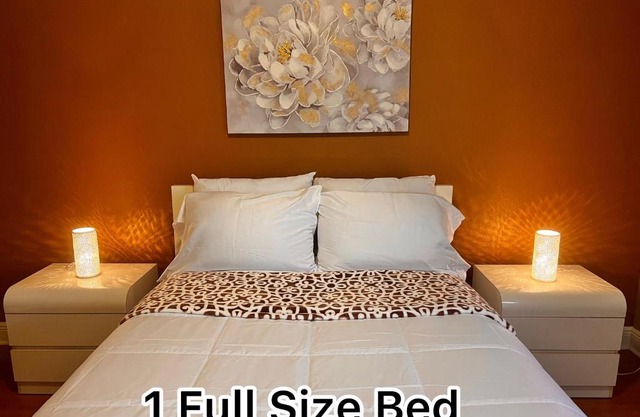 Spotless guest room with shared bathroom