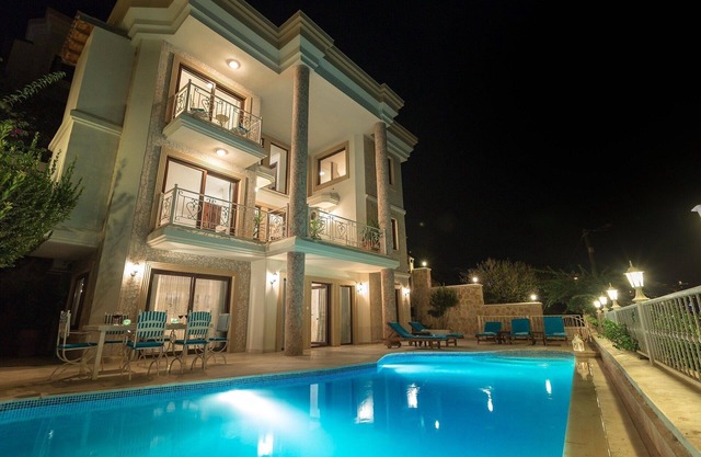 Stunning 3 storey villa with beautiful views over Kalkan Bay .Heated Pool .