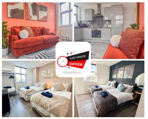 Stylish 2 Bed 2 Bath Apartment - Sleeps 5 - 3 Mins to St Margarets Station & Highcross - Free Parking
