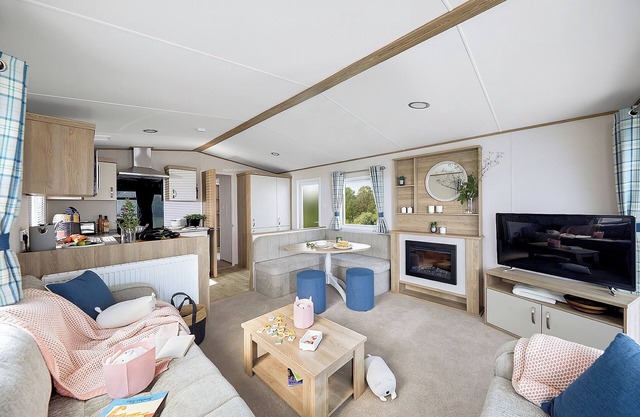 Stylish and spacious 12ft-wide caravan with one double and two twin.