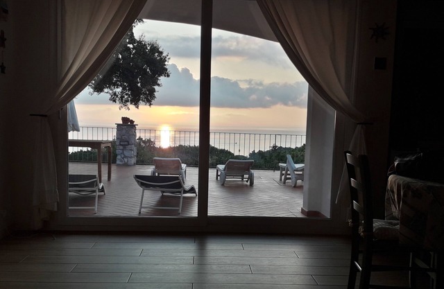 Sunrise in straccoligno renovated semi-detached house large garden sea view