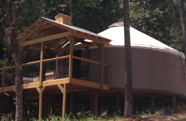 Tan Yurt On Beautiful Logan Martin Lake. Located in Clear Creek Cove RV Resort.