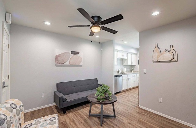 This centrally located 1 bedroom 2 bathroom is fully remodeled with electric vehicle charging on site