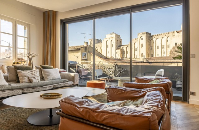 Unrivaled Papal Palace view — luxury penthouse AC terrace parking pass