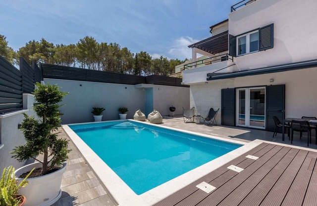 Villa Del Mar in Milna with a pool, near beach, quite area, sea view, pet friendly, family