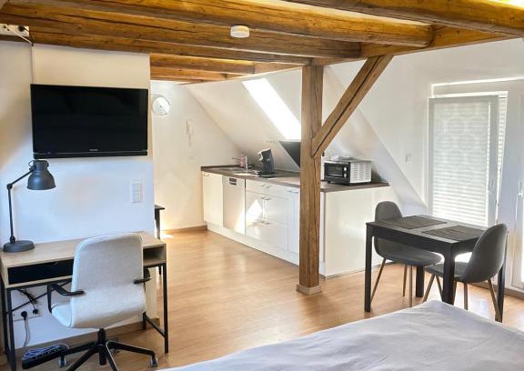 Oedheim Apartment | 1 Zimmer Wohnung DG mit Klimaanlage und kleinen Balkon