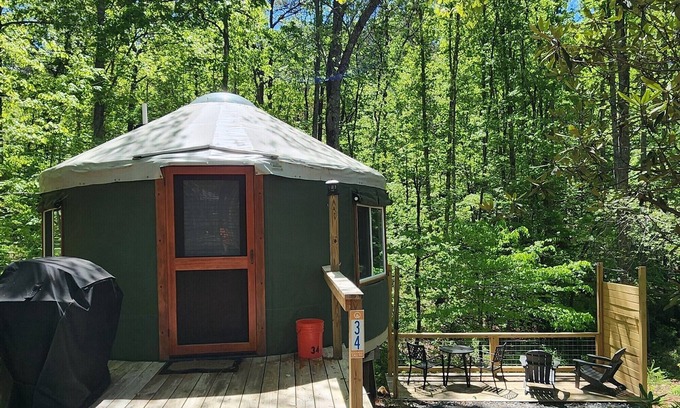 Mill Spring Apartment | 16' Yurt, Dog Friendly, Deck, Dome Skylight, Sleeps 2.