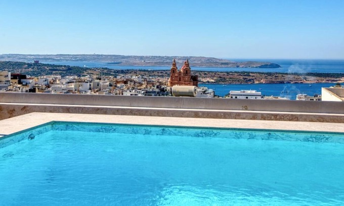 Mellieha Apartment | 3BR Maisonette w/Terrace, Pool Access & Sea View