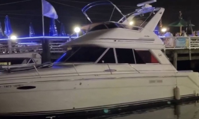 Freeport's Nautical Mile Boat Rental | 45 foot yacht with heat! 2 bedroom apartment inside with 2 TVs and full kitchen.