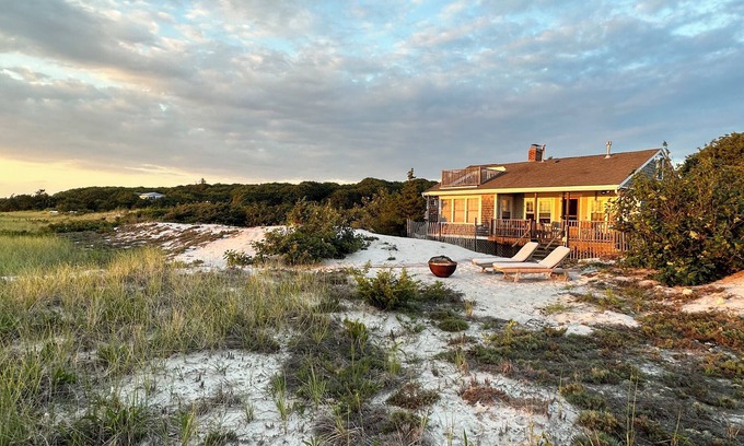 West Falmouth Cottage | A Family or Honeymoon Cottage In The Dunes with 200 feet of Private Beach