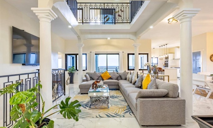 Salt Gut Villa | Adina View: Oceanview 8BR with Pool, WiFi, Gym, Jacuzzi, Chef, AC & Backyard BBQ