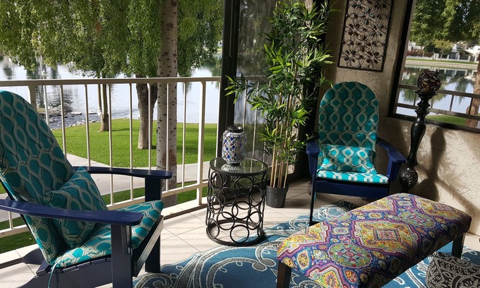 Desert Shores Condo | ALL REVIEWS are 5-STARS! Lakefront + HEATED pool + King & Queen beds