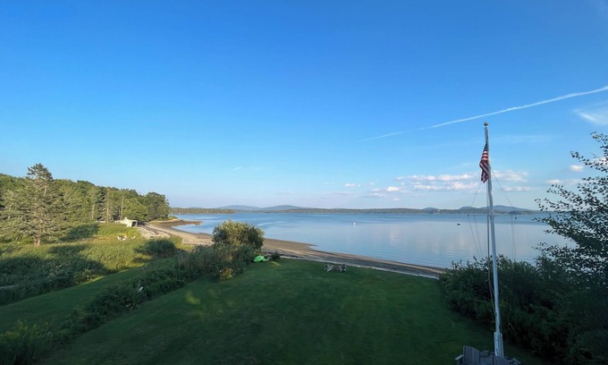 Trenton House | Amazing views from beachfront house with plush, grassy yard and best beach in ME