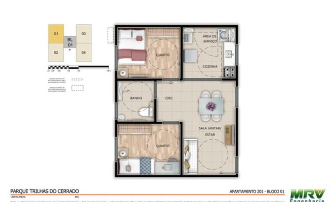 Grand Ville Apartment | Apartamento mobiliado em condominio fechado