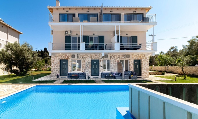 Tsoukaladhes Apartment | Apartment with Pool View, Sea View, Wi-Fi & Terrace