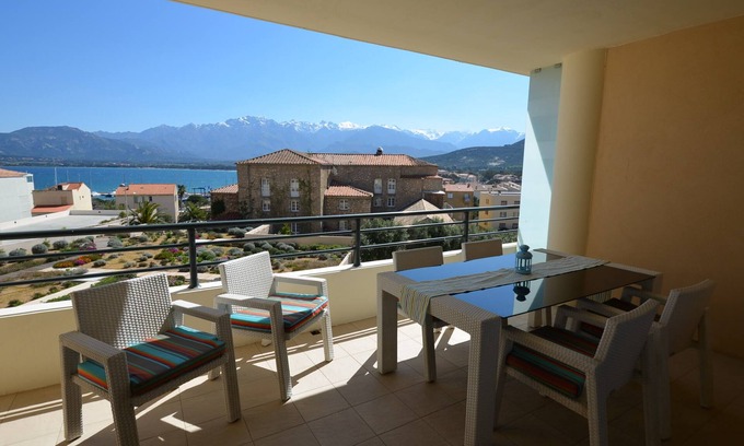 Calvi Apartment | Apartment with terrace overlooking the bay of Calvi, 5 minutes from the town center