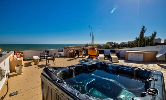 Carvoeiro Apartment | Bay D Townhouse With Roof Top Jacuzzi and Sea Views