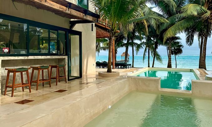 Tulum City Center House | Beachfront home with private heated pool, jacuzzi, sauna, ocean views & AC