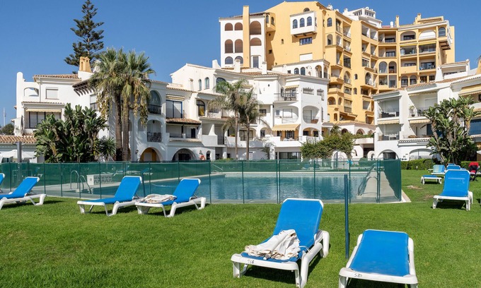 Cabopino Apartment | "Beachfront Puerto Cabopino" with Shared Pool, Private Terrace, A/C & Wi-Fi