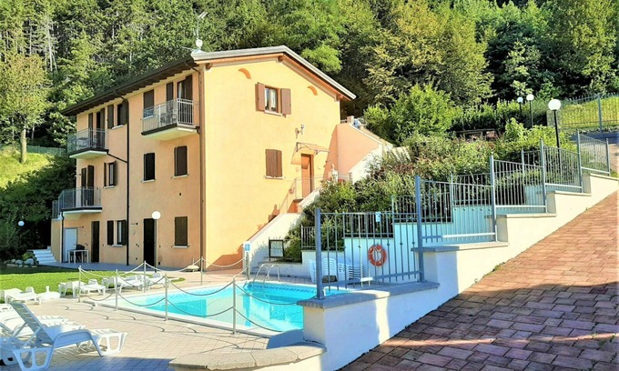 Aer Apartment | Beautiful 3-room apartment in a residence, pool, balcony, lake view, Lake Garda-Tignale