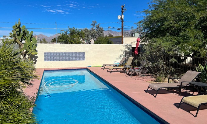 Sam Hughes House | Bright, Snowbird-Friendly Home with Private Pool, WiFi, and Central AC