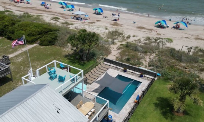 Edisto Island House | Catchin’ Rays - Front Beach with Pool! Guest house for additional rental fee!