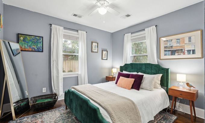 North Charleston House | Central pup-friendly ranch with vibrant interior, cozy deck & fenced backyard