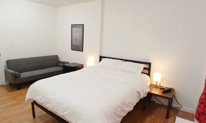 New London Apartment | Clean bedroom, with a Queen bed- Exclusive bathroom-Self check in