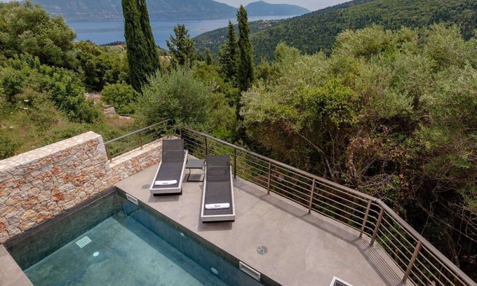 Chalikeri Villa | Contemporary Villa with A/C, Private Pool, Panoramic Hillside and Sea Views 10 mins from Fiscardo!
