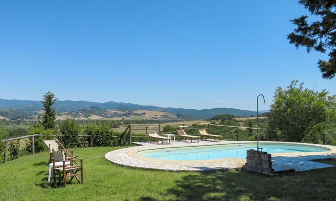 Montecatini Val di Cecina Apartment | Cosy apartment for 3 people with WIFI, pool, patio, pets allowed and parking